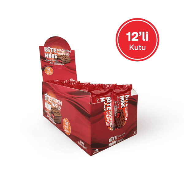 Bite More Proteinli Waffle Kek Vişne Kremalı Kakalolu 55 g 12 Adet