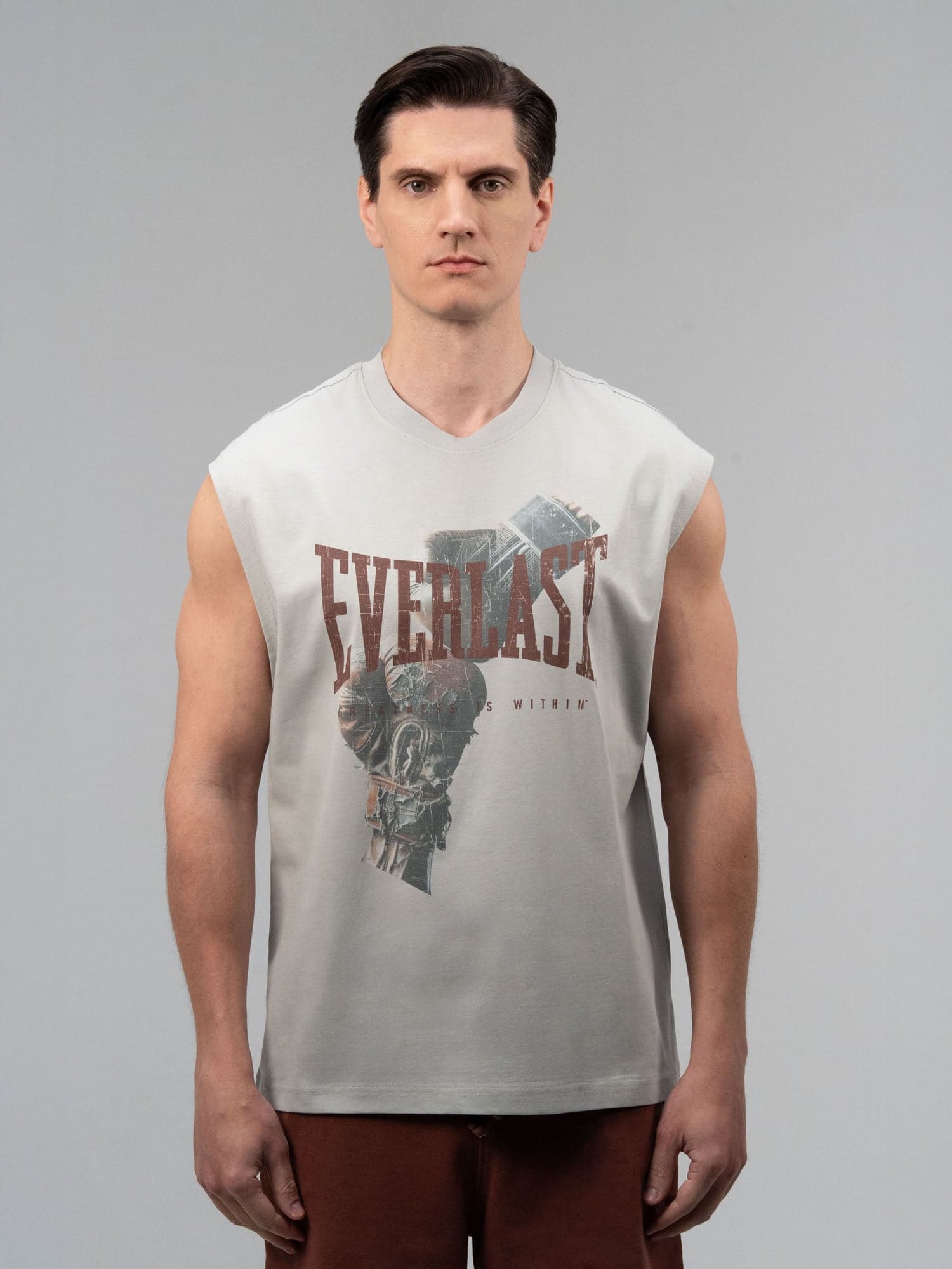 Everlast Boxing Heritage Oversize Açık Gri Erkek Kolsuz Tişört