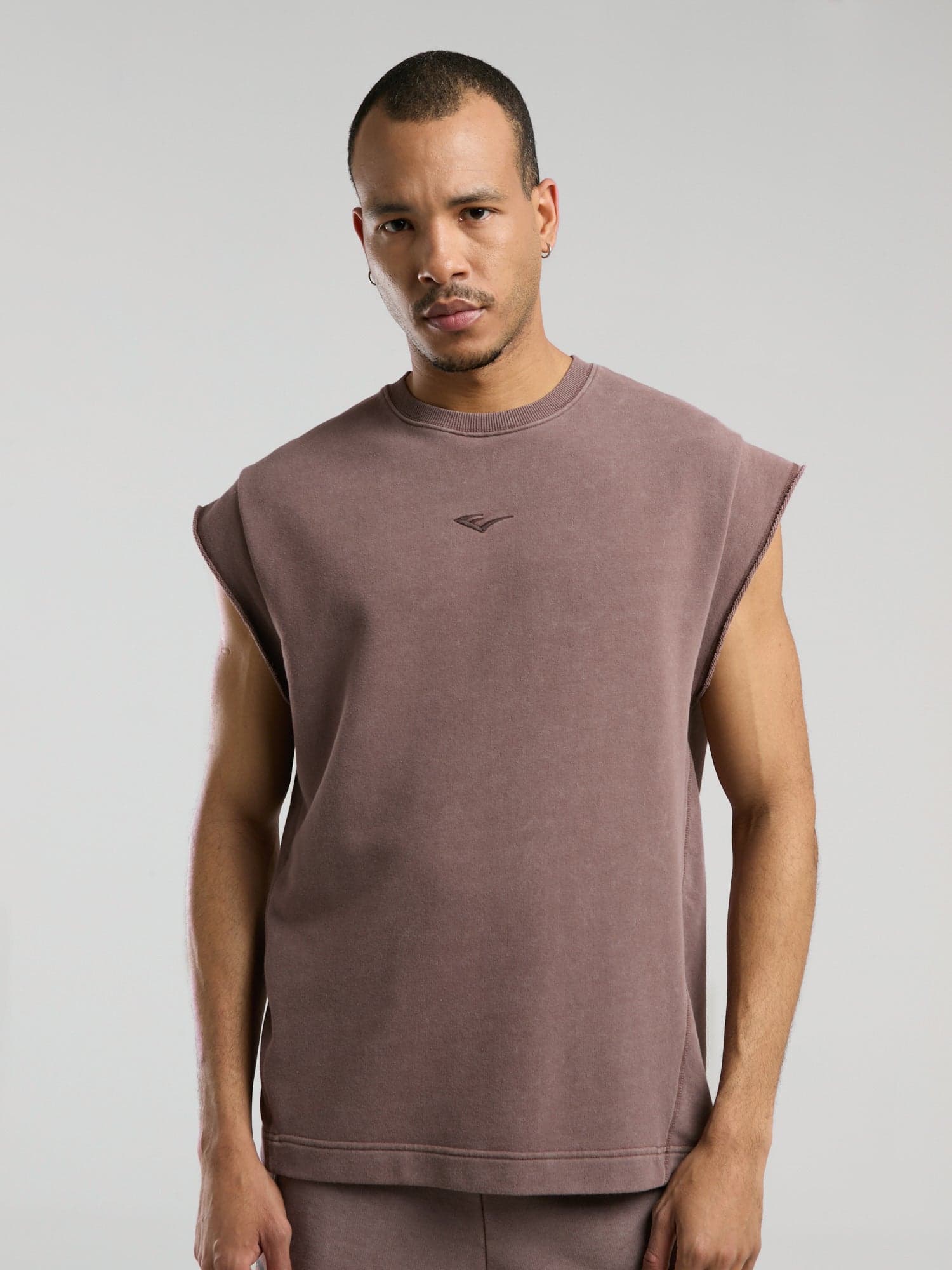 Everlast Bronx 1910 Oversize Yıkamalı Kahverengi Erkek Kolsuz Sweatshirt