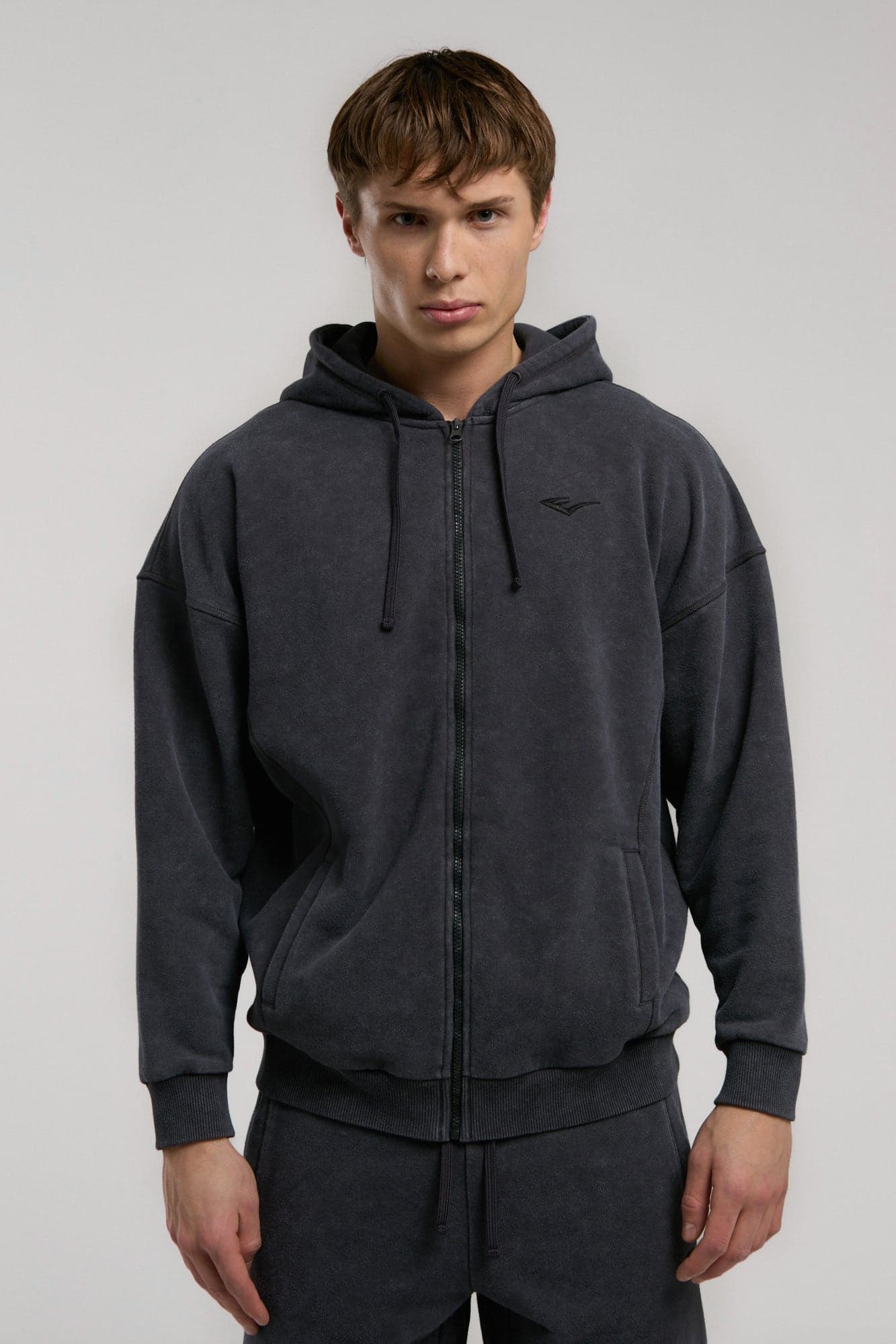 Everlast Ny Street Füme Kapüşonlu Erkek Full Zip Sweatshirt