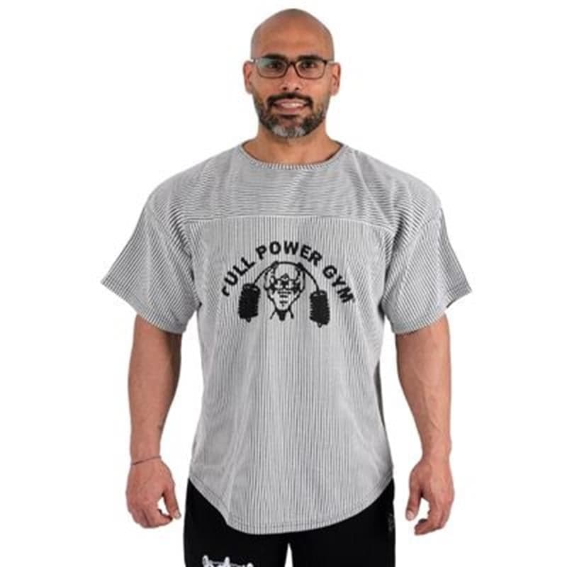 Full Power Gym Ragtop Spor Tişört Beyaz Siyah Çizgili
