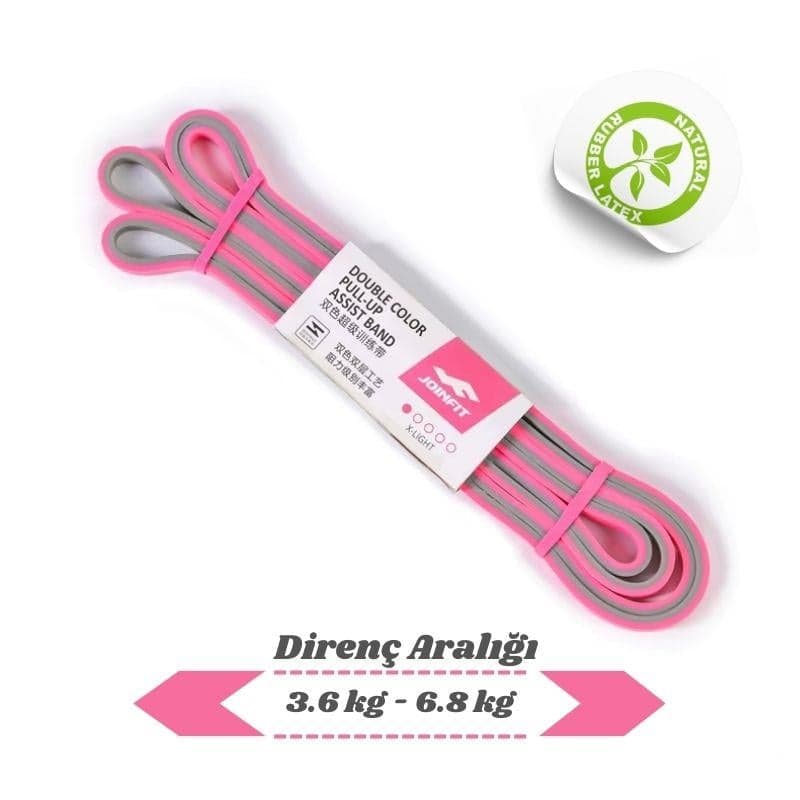 JOINFIT Direnç Lastiği ve Egzersiz Bandı Pembe-Gri XX-Light
