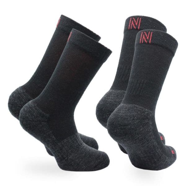 LEONARDO Kids Merino Yünü Outdoor Yürüyüş Çocuk Çorabı 2'li Paket Siyah
