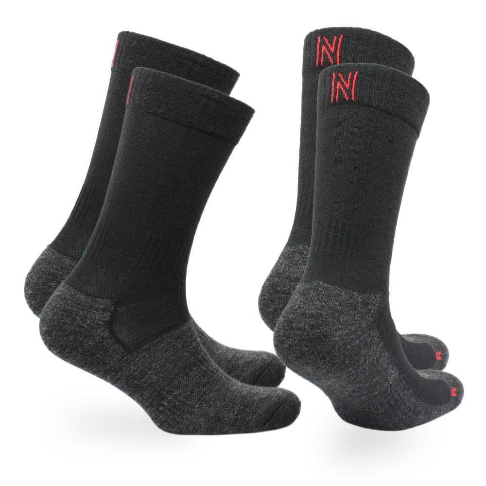 LEONARDO Merino Yünü Outdoor Yürüyüş Çorabı 2'li Paket Siyah