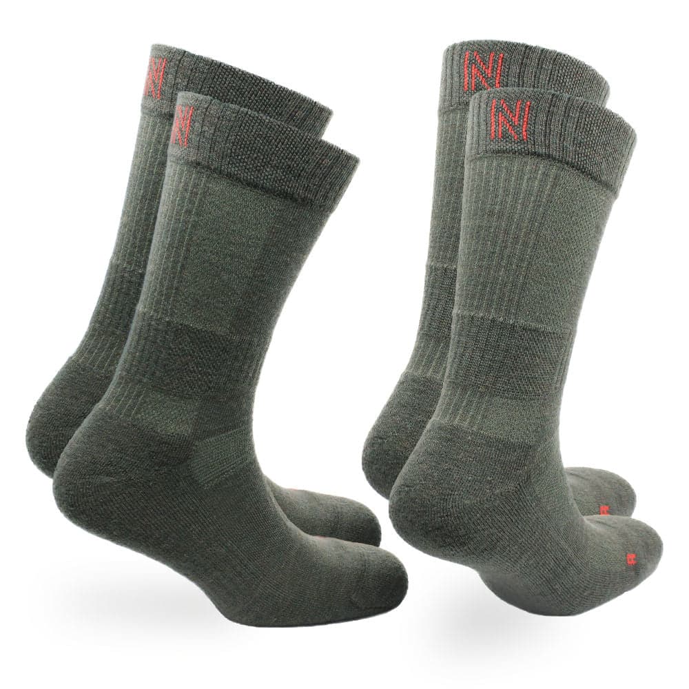 LEONARDO Merino Yünü Outdoor Yürüyüş Çorabı 2'li Paket Yeşil