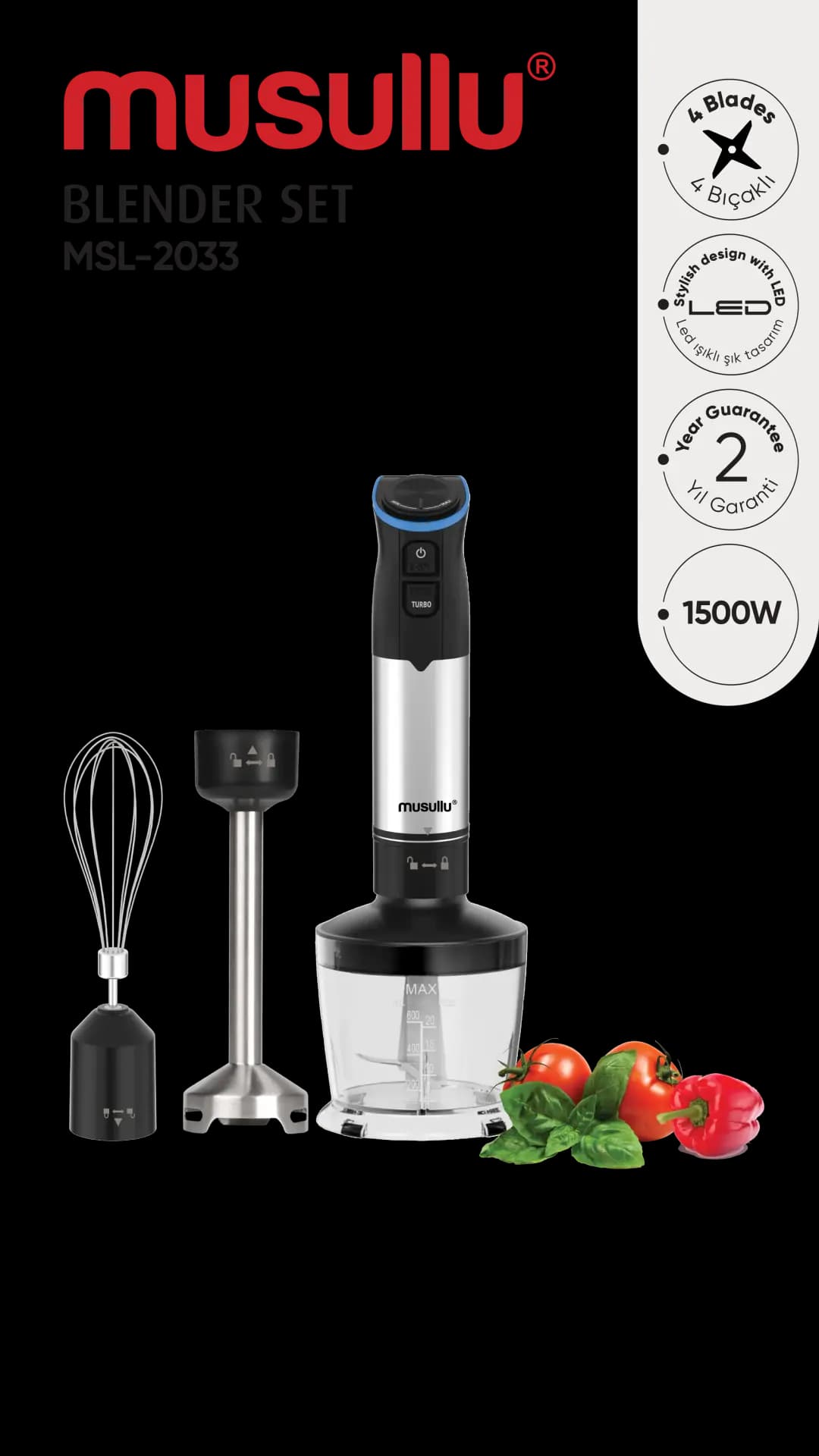 Musullu Msl-2033 Blender Set Siyah