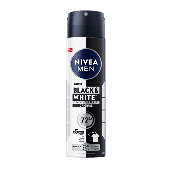 Nivea Men Sprey Deodorant Black White Invisible Original 150 ml