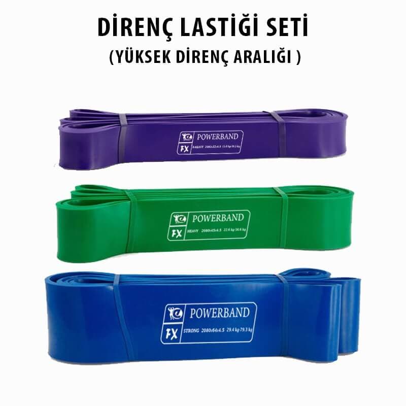 Powerband Direnç Lastiği ve Egzersiz Bandı Yüksek Direnç Seti 3 Adet