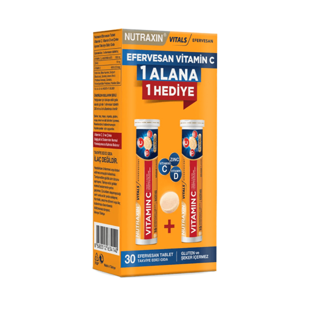 Nutraxin Vitamin C (1 Alana 1 BEDAVA) Efervesan 30 Tablet