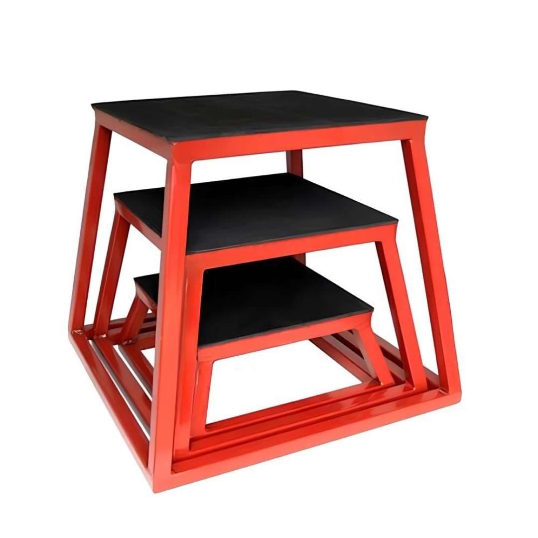 Profesyonel Plyometric Box Seti (30-45-60 cm) - Çelik Zıplama Kutusu Kırmızı