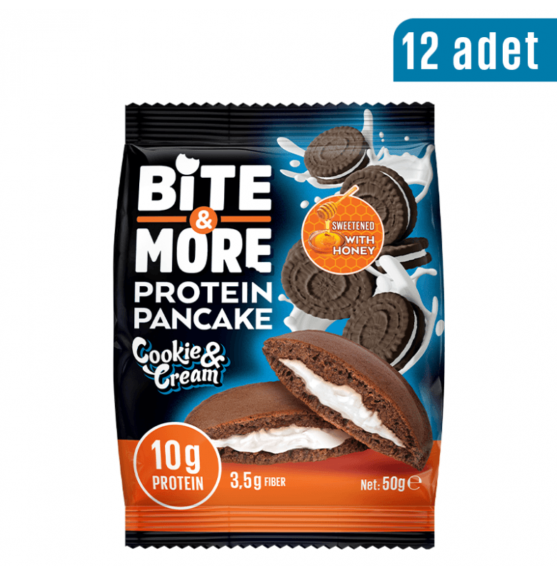 Bite & More Cocoa Protein Pancake Cookie Cream 12 Adet x 50 gram