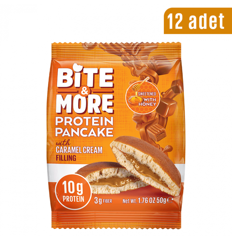 Bite & More Protein Pancake Caramel Cream 12 Adet x 50 gram