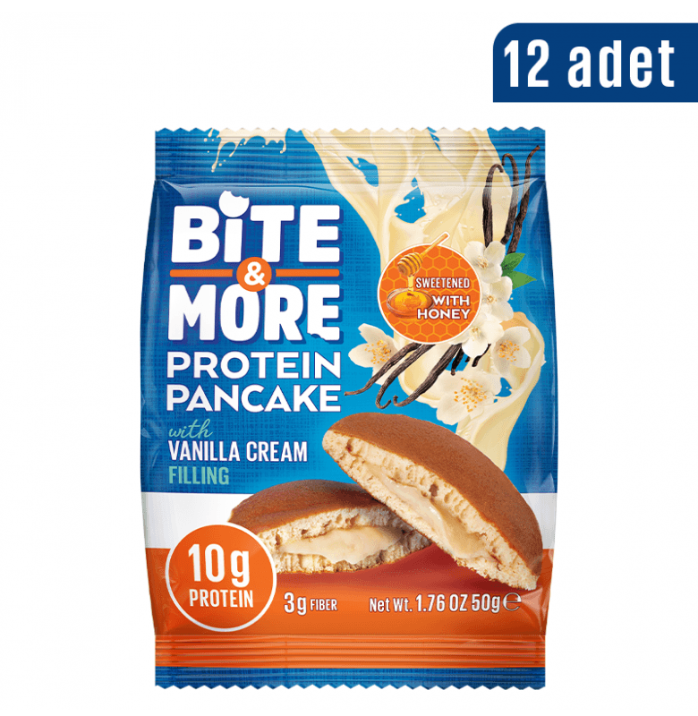 Bite & More Protein Pancake Vanilla Cream 12 Adet x 50 gram