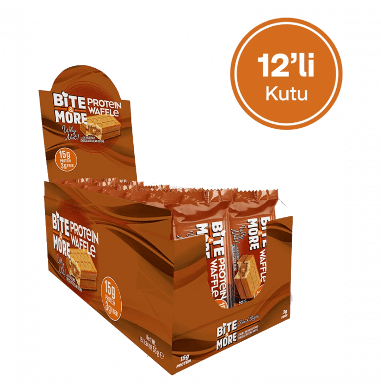 Bite & More Protein Waffle Fındık 12 Adet x 55 Gram