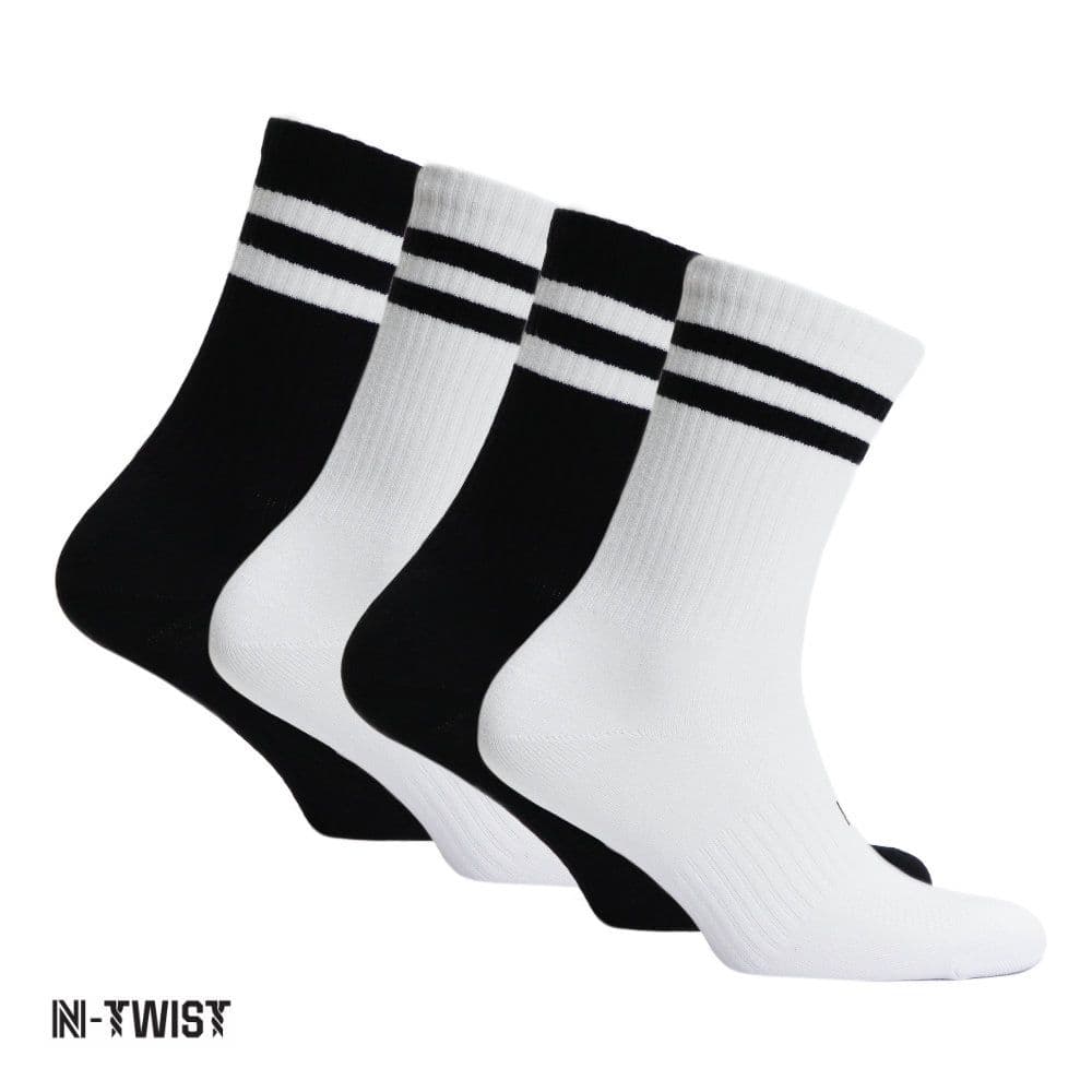 RETRO N-TWIST Bambu ve Pamuklu Günlük Çorap Siyah/Beyaz 4 Çift - Kraft Kutu