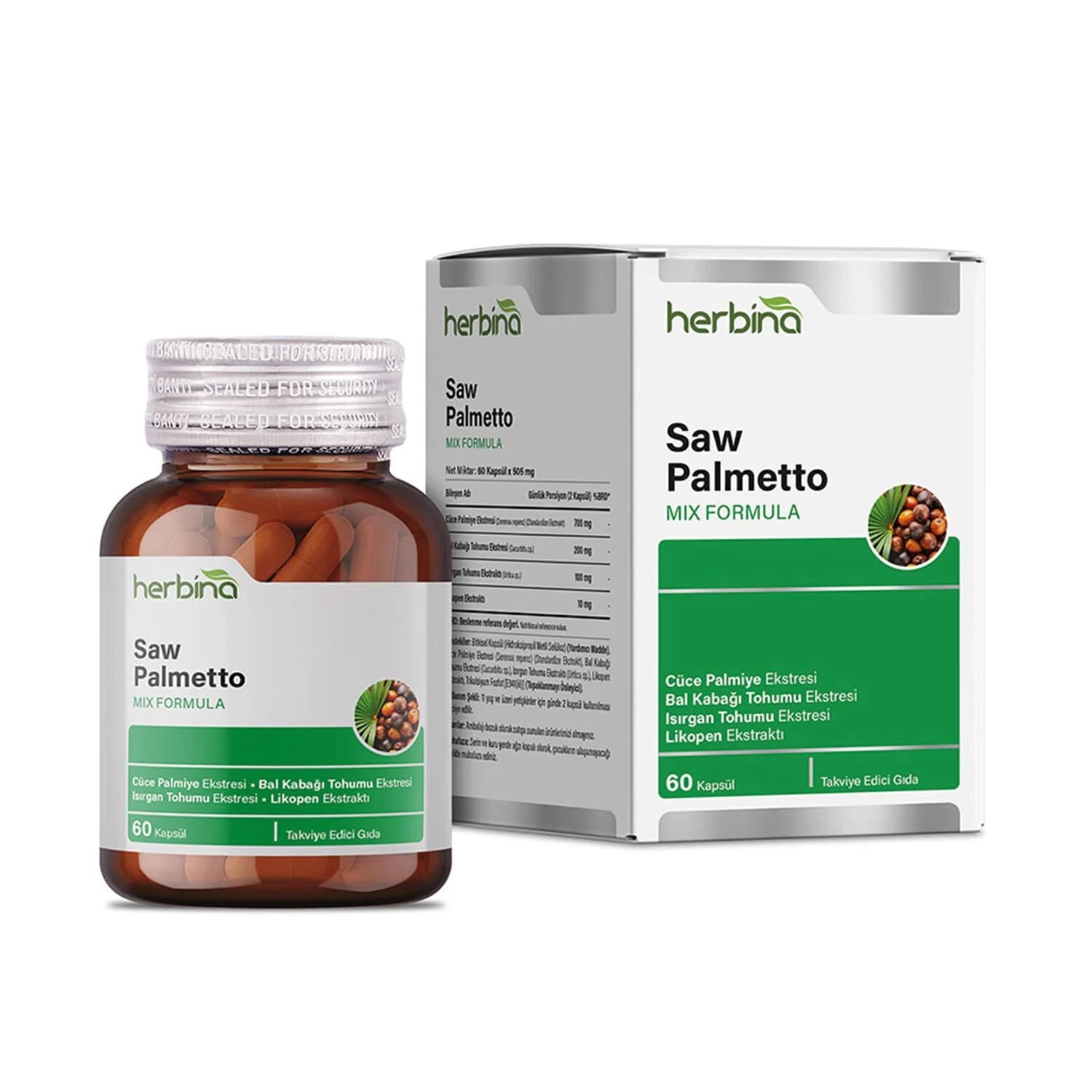 Saw Palmetto Kabak Çekirdeği Isırgan Likopen 60 Kapsül