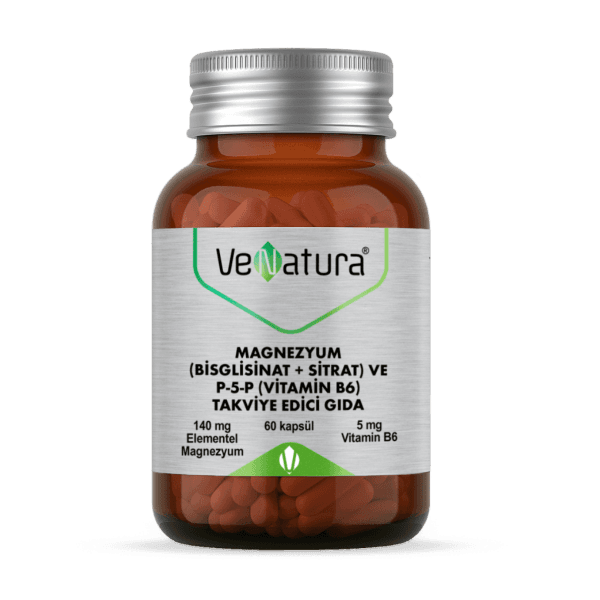 Venatura Magnezyum Bisglisinat Sitrat ve P-5-P (Vitamin B6) 60 Kapsül