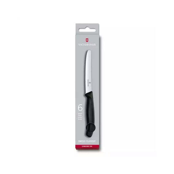 Victorinox 6.7833.6 11cm Siyah Tırtıklı Domates ve Sofra Bıçağı, 6 Parça