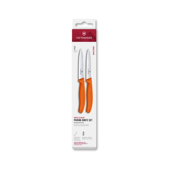 Victorinox 6.7799.2C1 Swiss Classic 2li 10cm Soyma Bıçağı Set, Turuncu