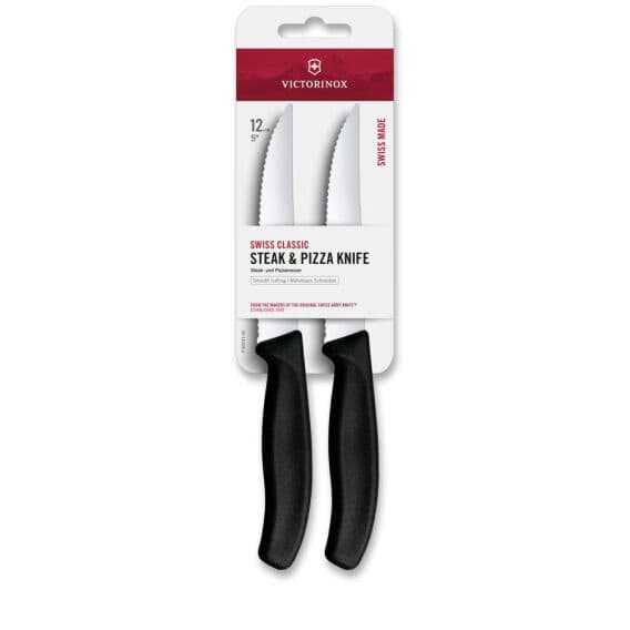 Victorinox 6.7933.2B Swiss Classic 12cm 2'li Tırtıklı Biftek Bıçağı, Siyah