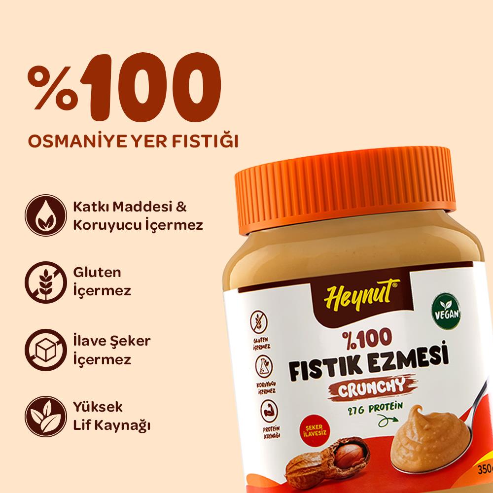 HeynuT %100 Fıstık Ezmesi (Parçacıklı) 350g - 4