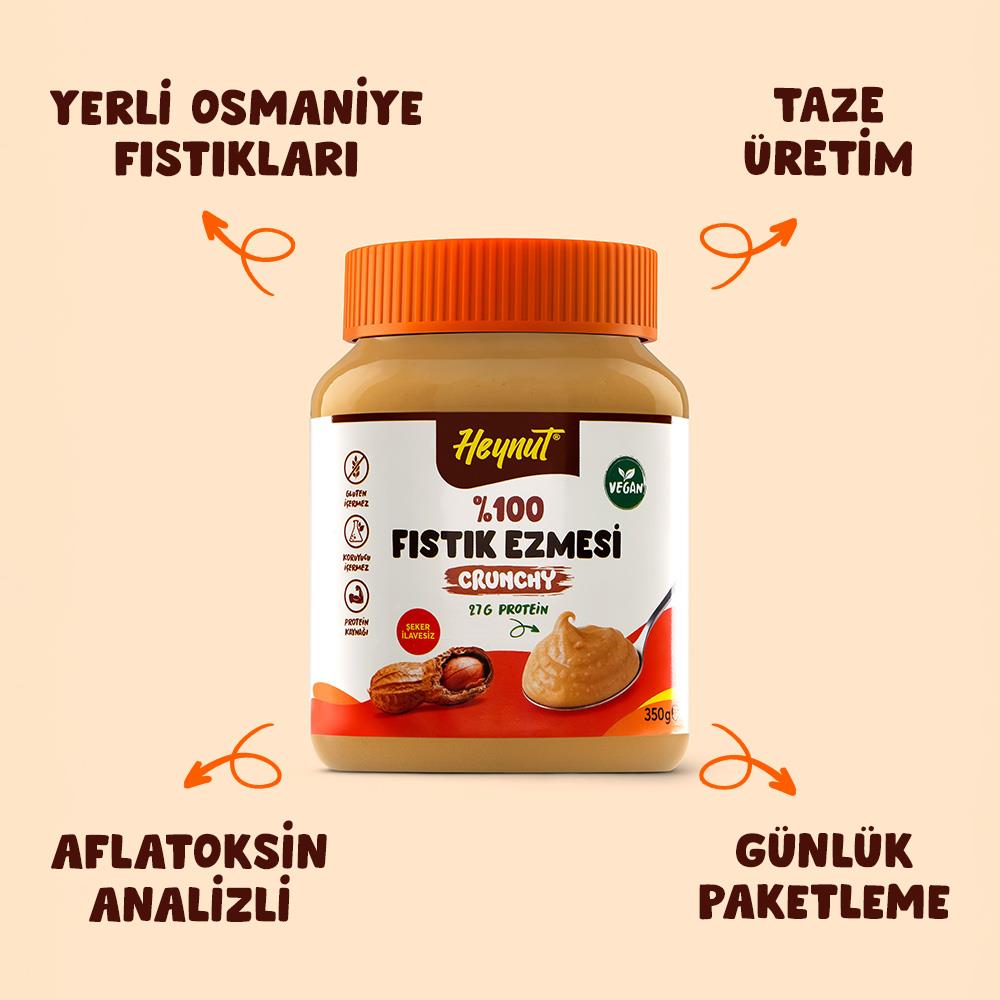 HeynuT %100 Fıstık Ezmesi (Parçacıklı) 350g - 6