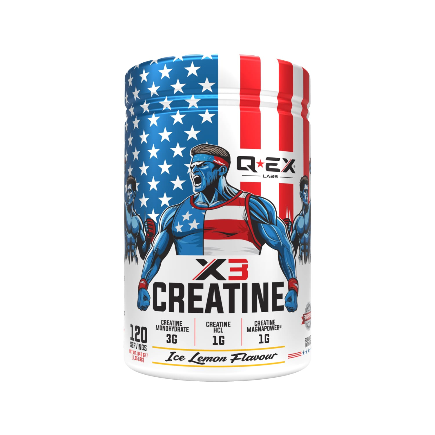Qex Labs Creatine X3 840 Gr 120 Servis Limon Aromalı