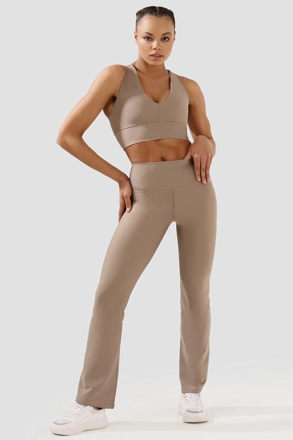 Superstacy Nichole Flare Yüksek Bel Taş Rengi Spor Tayt