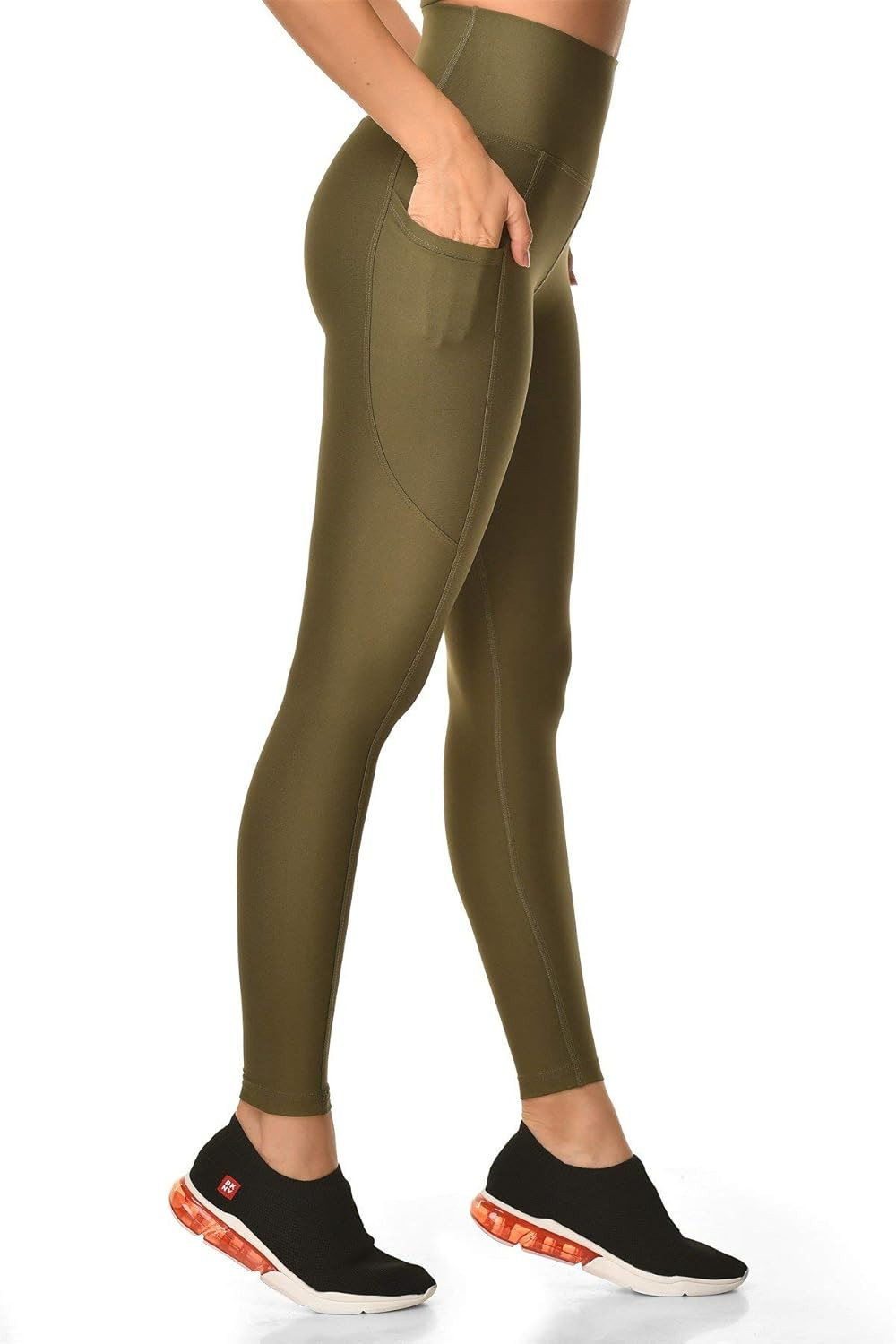 Superstacy Yüksek Bel Cepli Haki Spor Tayt