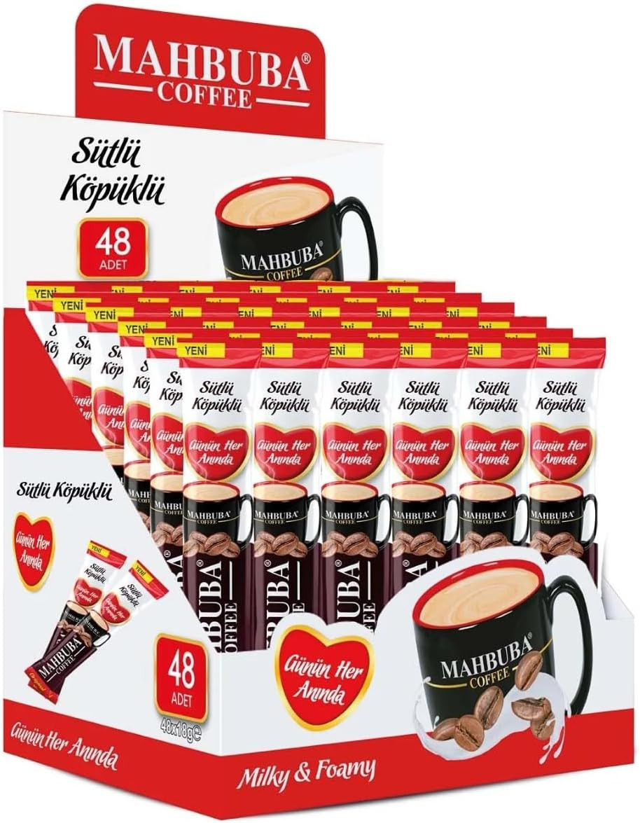 Mahbuba 3'ü 1 Arada Sütlü Köpüklü Çözünebilir Kahve Karışımı (48 x 18 g)