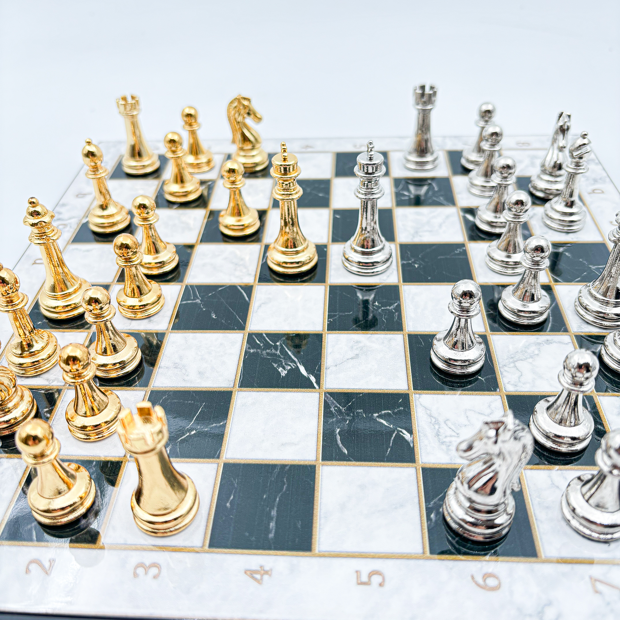 Ahşap Satranç Takımı – Metal Taşlı MERDUZ30G - 9