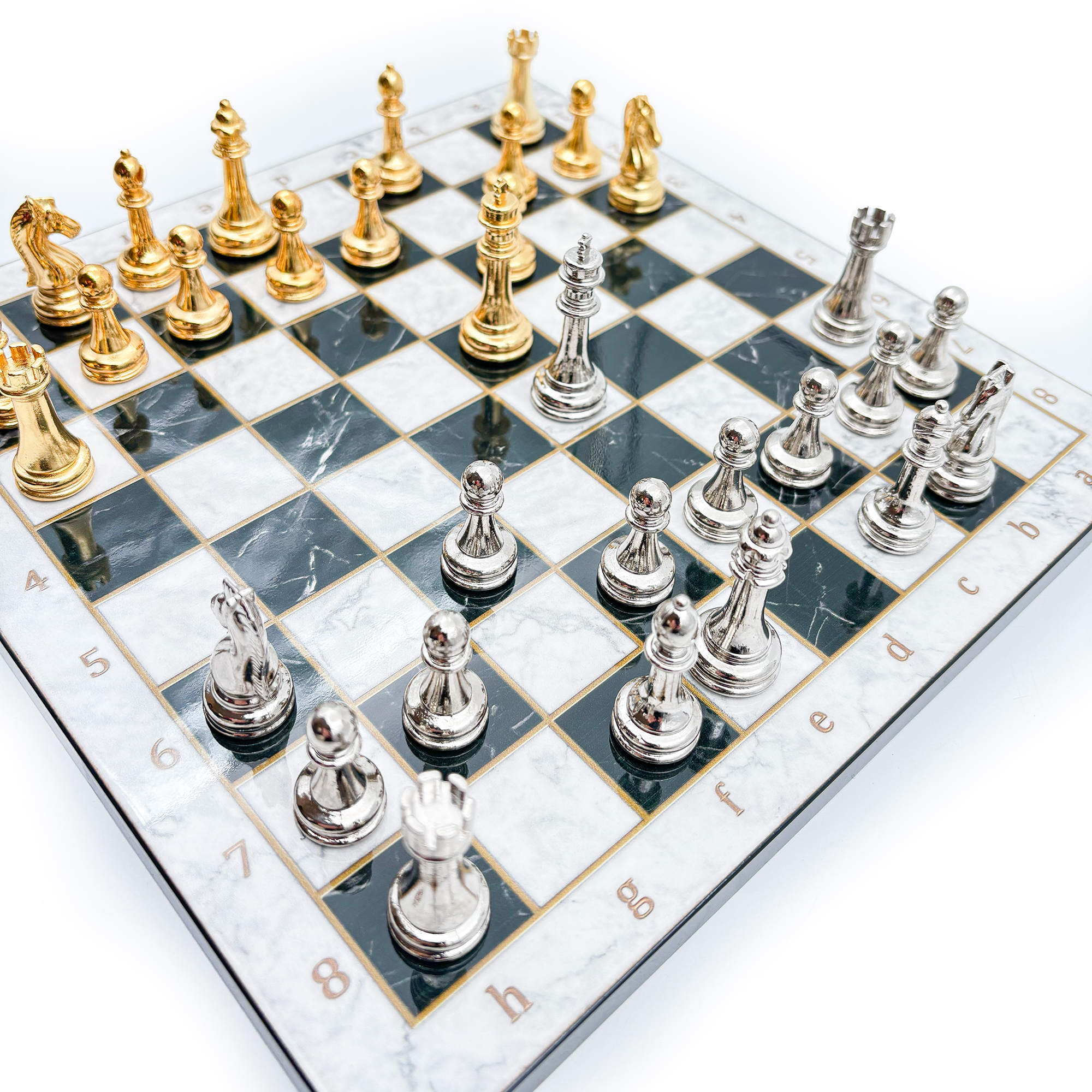 Ahşap Satranç Takımı – Metal Taşlı MERDUZ36G - 6