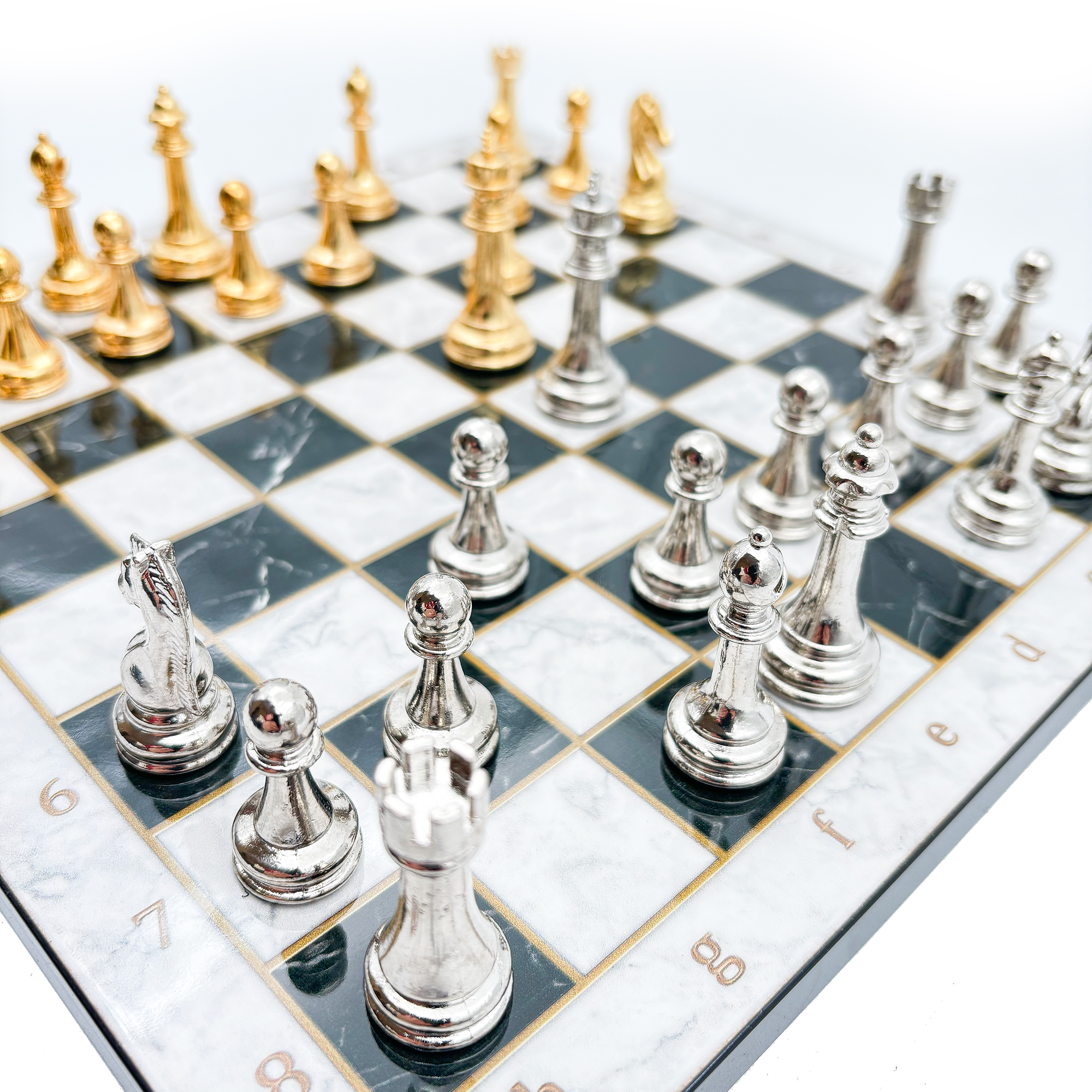 Ahşap Satranç Takımı – Metal Taşlı MERDUZ36G - 7