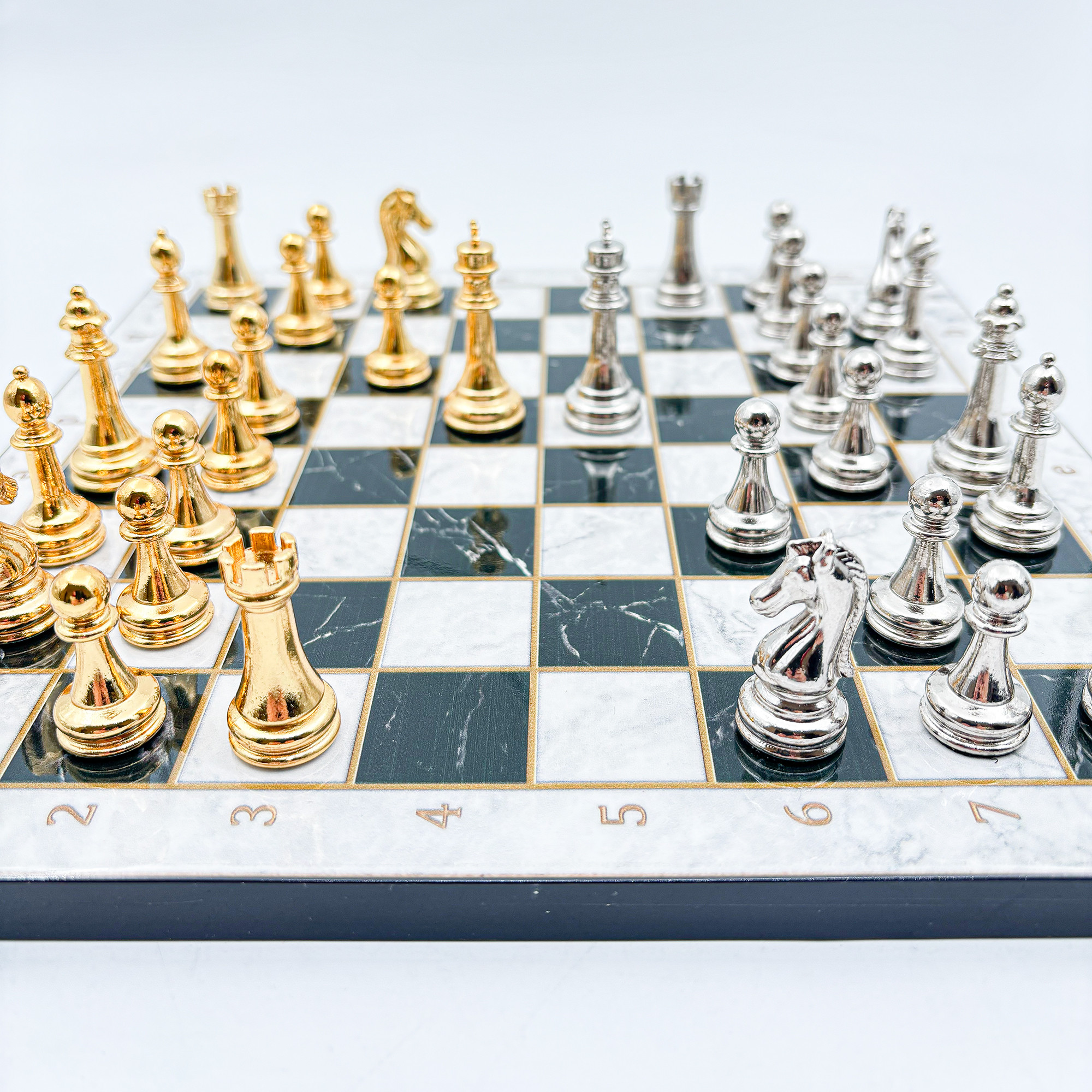 Ahşap Satranç Takımı – Metal Taşlı MERDUZ36G - 10