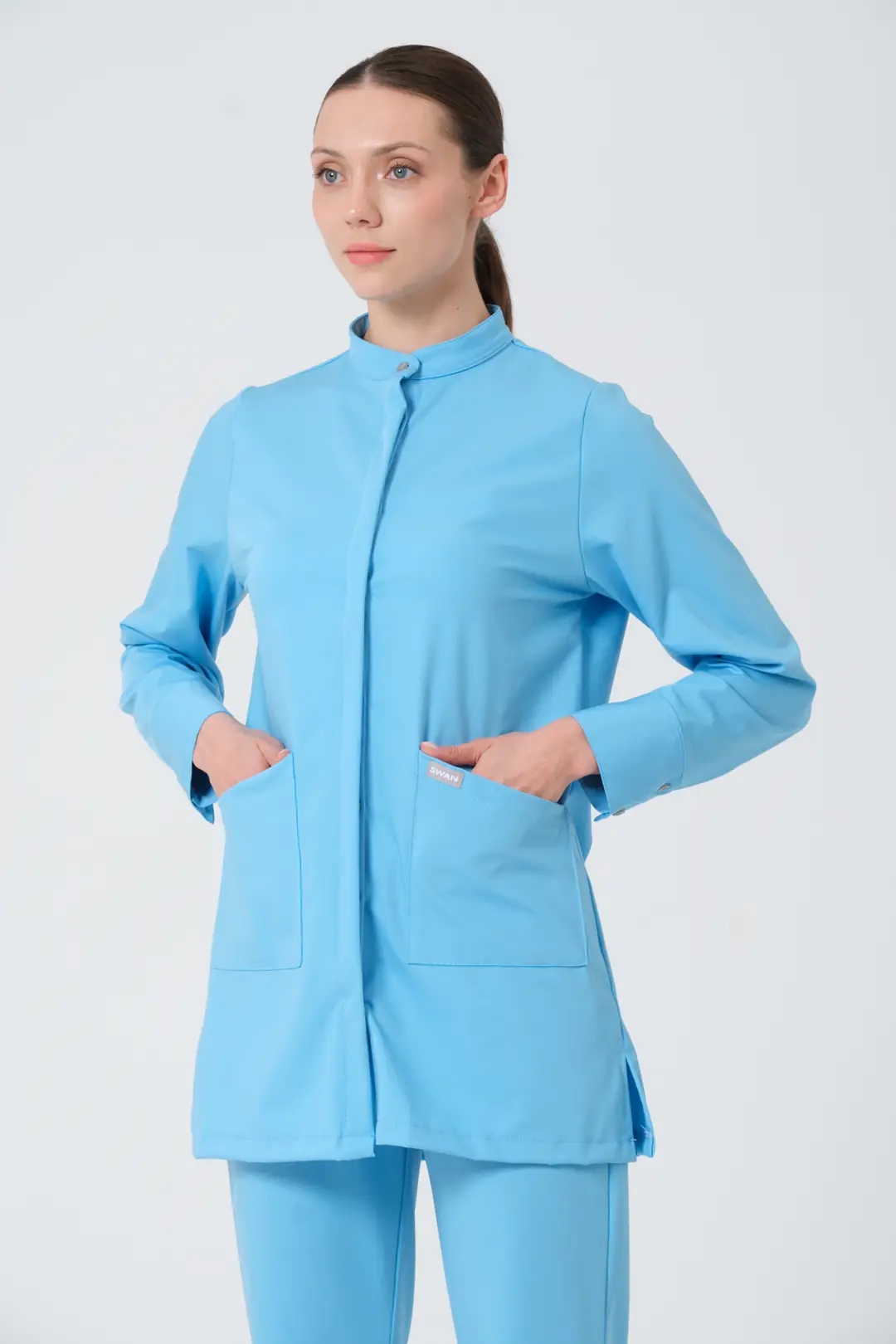 ALASKA BLUE -  DOKTOR & DİŞ HEKİMİ ÜNİFORMA TESETTÜR ÜST ÜNİFORMA (ELIT)