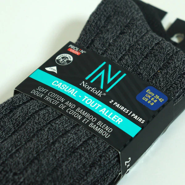 Amsterdam Bambu ve Pamuk Yumuşak Günlük Çorap 2'li Paket Siyah/Gri - 3