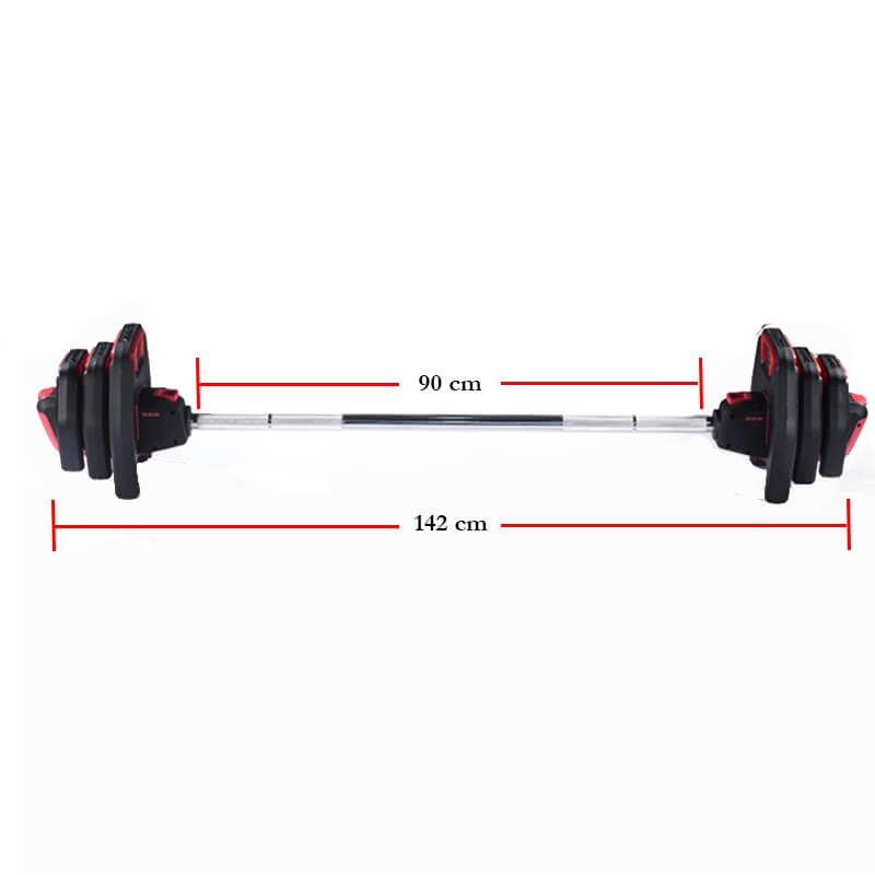 Avec Profesyonel Halter Seti ve Ağırlık Barı 20 Kg Kırmızı - 2