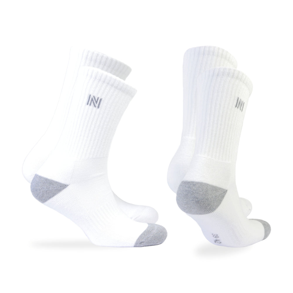 Barkley Yastıklamalı Pamuklu Günlük Spor Çorap 2'li Paket Topuk Gri - Beyaz