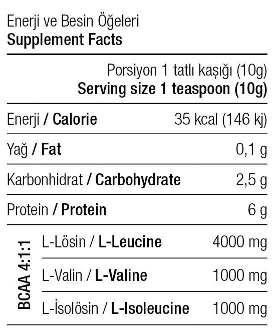BCAA 4:1:1 500 gr (50 Servis) Aroma Seçenekli - 4