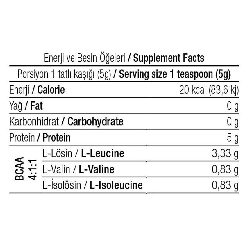 BCAA 4:1:1 500 gram Aromasız - 2