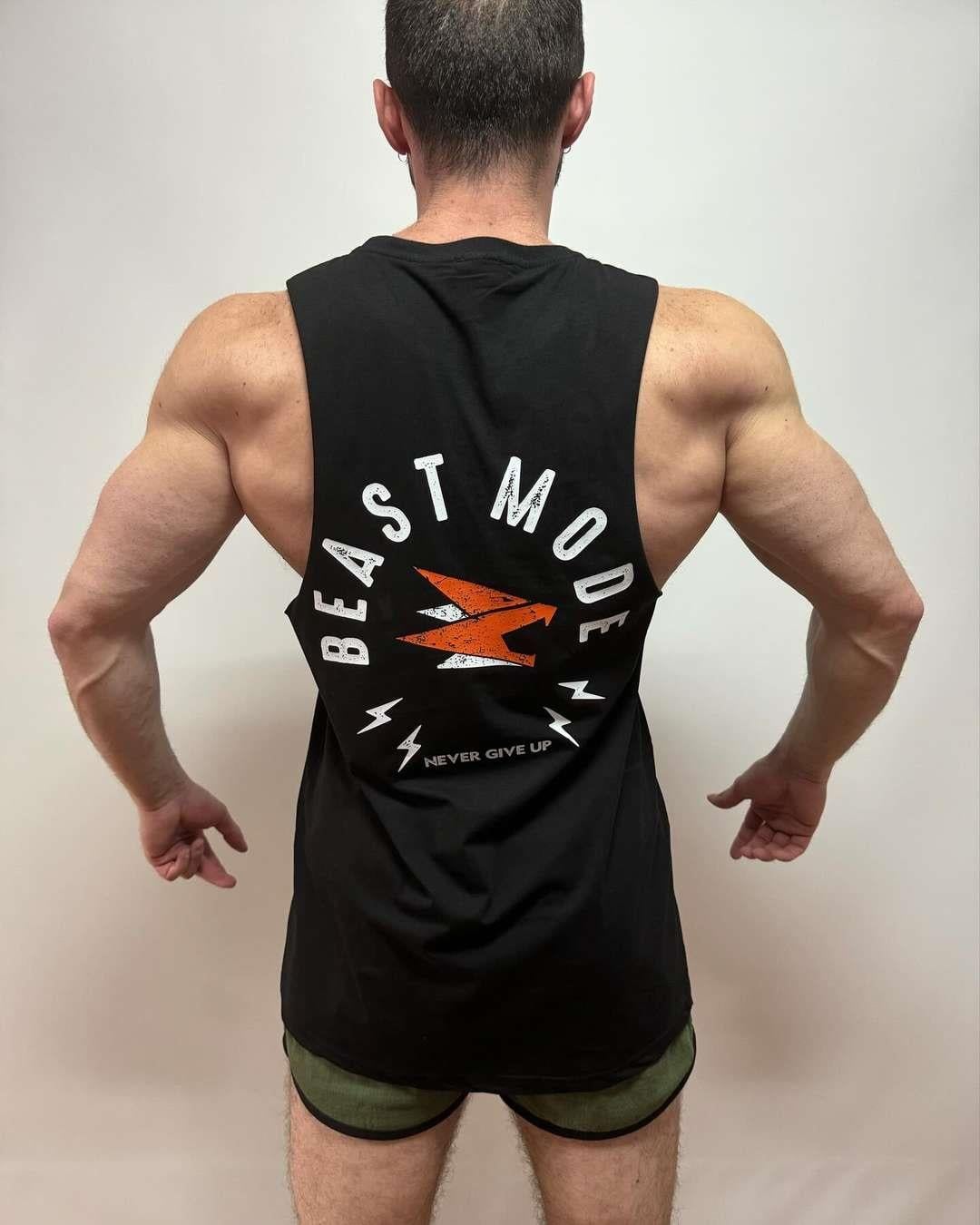 Beast Mode Erkek Sporcu Atlet Kolsuz Siyah - 14