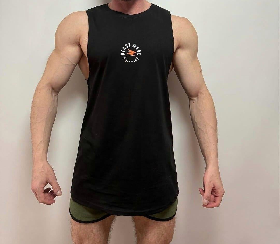 Beast Mode Erkek Sporcu Atlet Kolsuz Siyah - 10