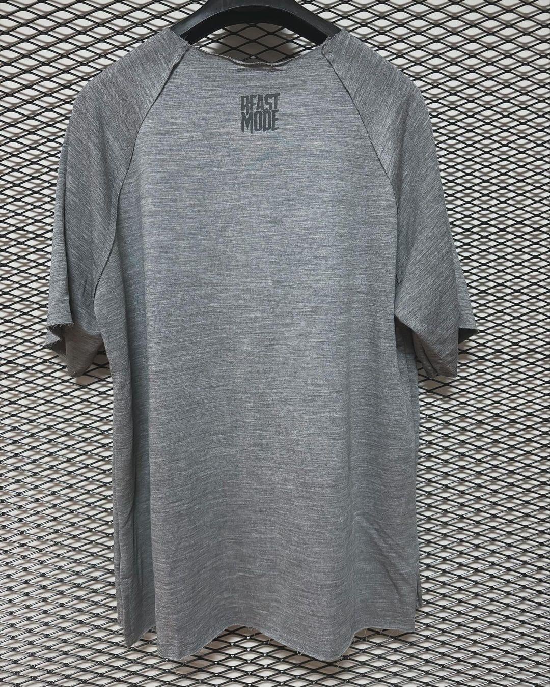 Beast Mode T-Shirt Reglan Kol Oversize Koyu Gri Kuru Kafa Baskılı - 2