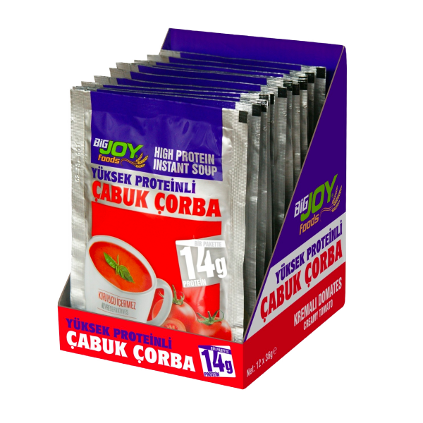 BigJoy Proteinli Çabuk Çorba 30 Gr Kremalı Domates 12 Adet