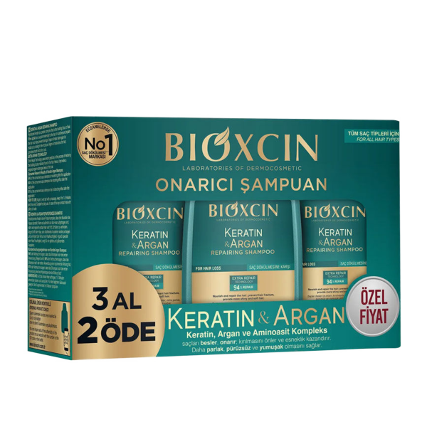 Bioxcin Keratin ve Argan Onarıcı Şampuan 300 ml - 3 Al 2 Öde
