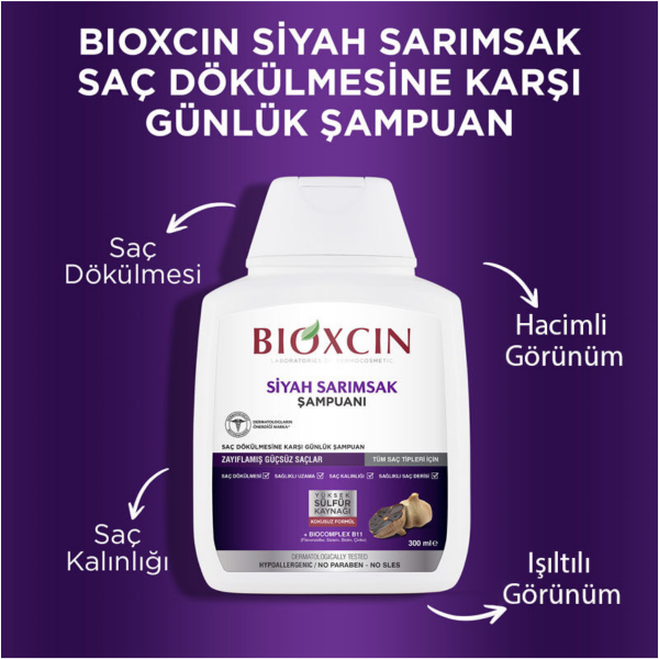 Bioxcin Saç Dökülmesine Karşı Siyah Sarımsak Şampuanı 300 ml - 3 Al 2 Öde - 3