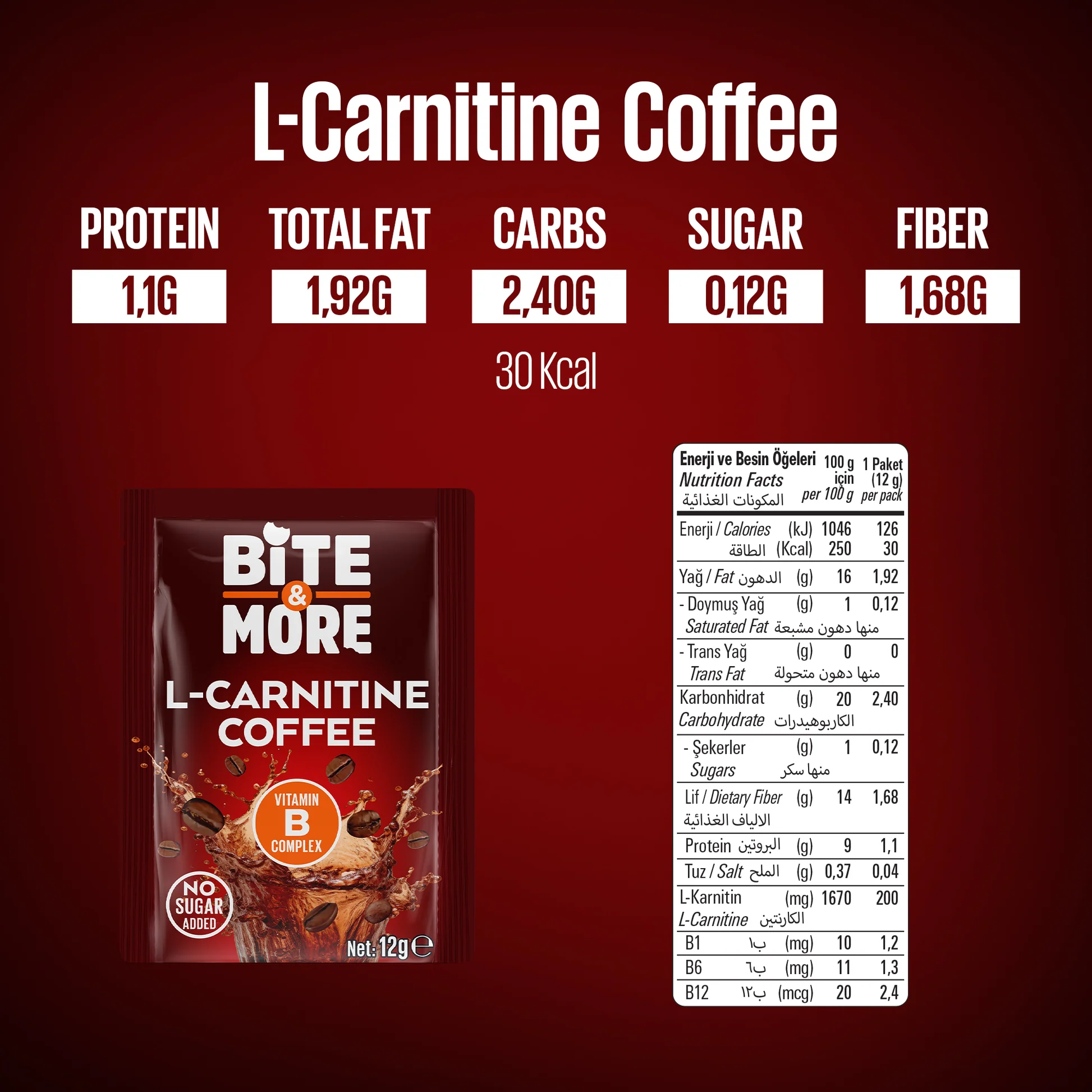 Bite & More L-Carnitine Coffee 12 gr x 10 Adet - 2