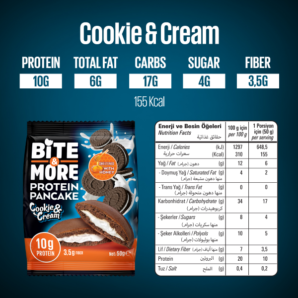 Bite More Proteinli Pankek Cookie Cream 50 gr  12 Adet - 4