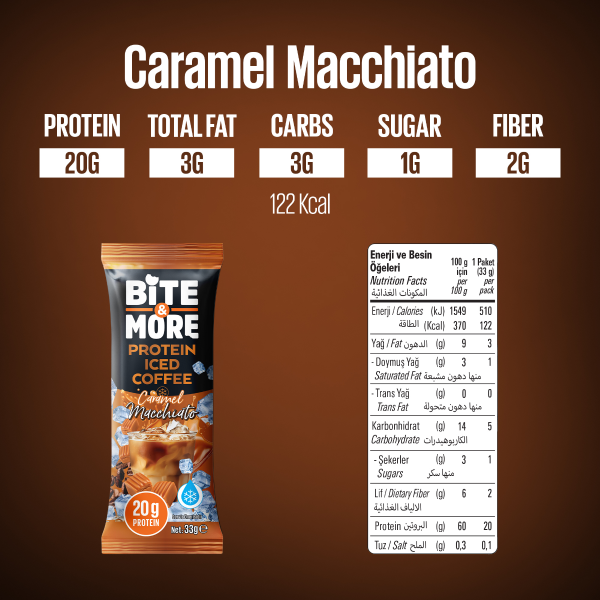 Bite More Proteinli Soğuk Kahve Caramel Macchiato 33 gr  10 Adet - 3