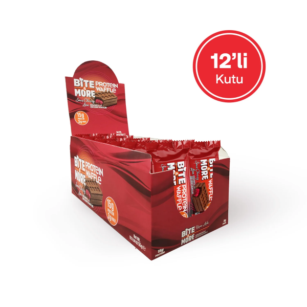 Bite More Proteinli Waffle Kek Vişne Kremalı Kakalolu 55 g 12 Adet